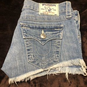 True Religion cut off shorts.